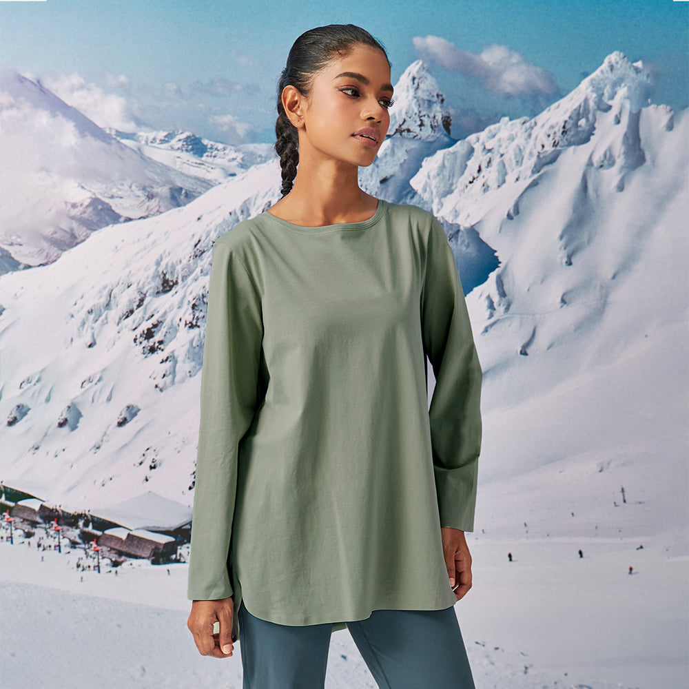 Athleisure Back Pleated Top in Kale