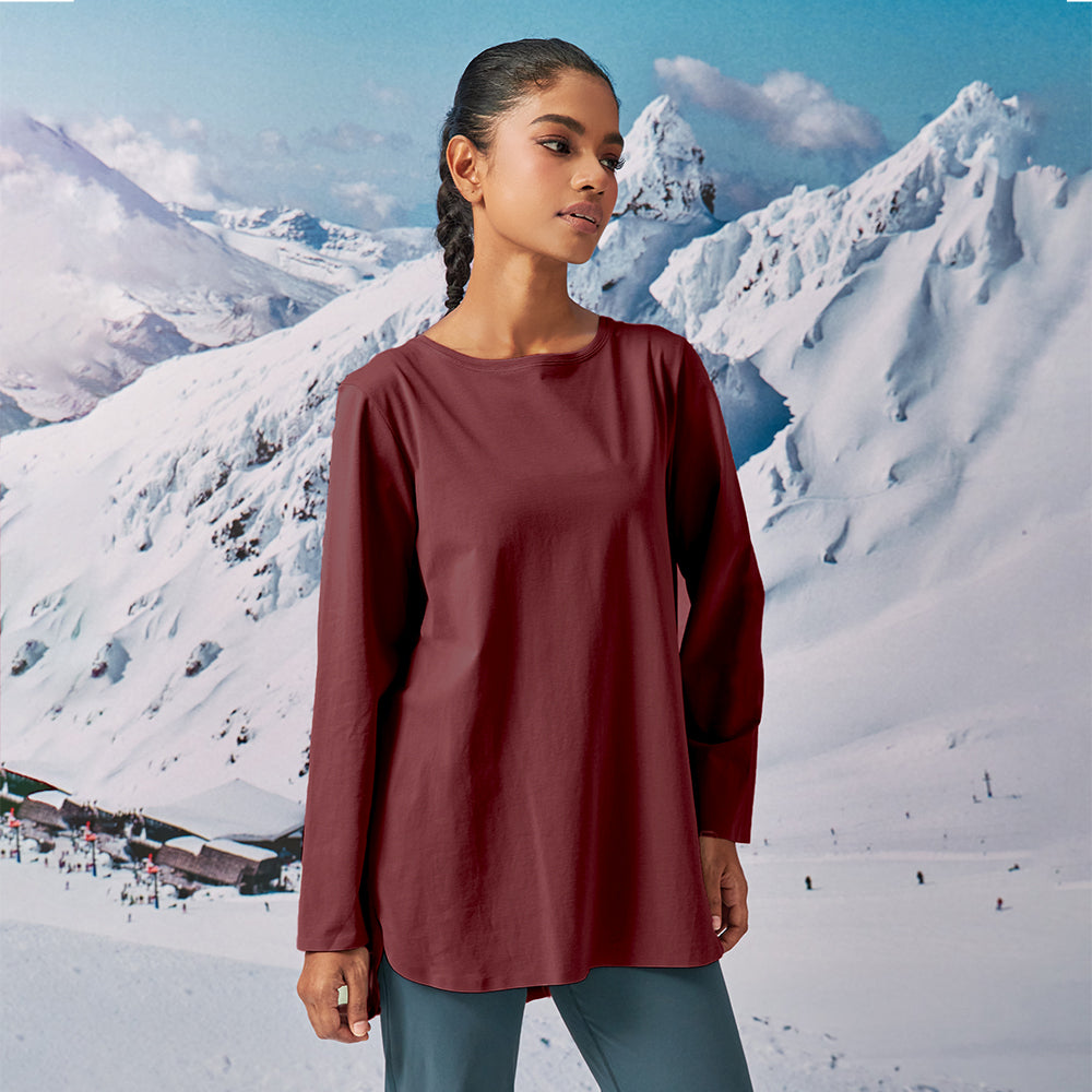 Athleisure Back Pleated Top in Mahogany