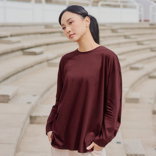 Athleisure Oversized Top in Mahogany