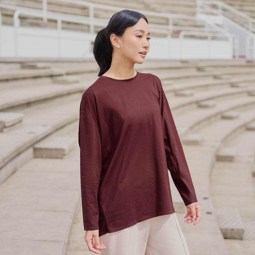 Athleisure Oversized Top in Mahogany