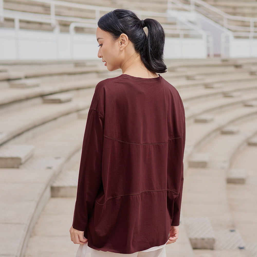 Athleisure Oversized Top in Mahogany