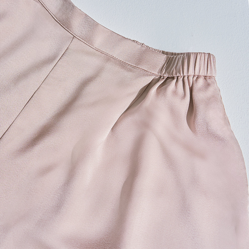 Satin Wide Pants in Pale Brown (Large)